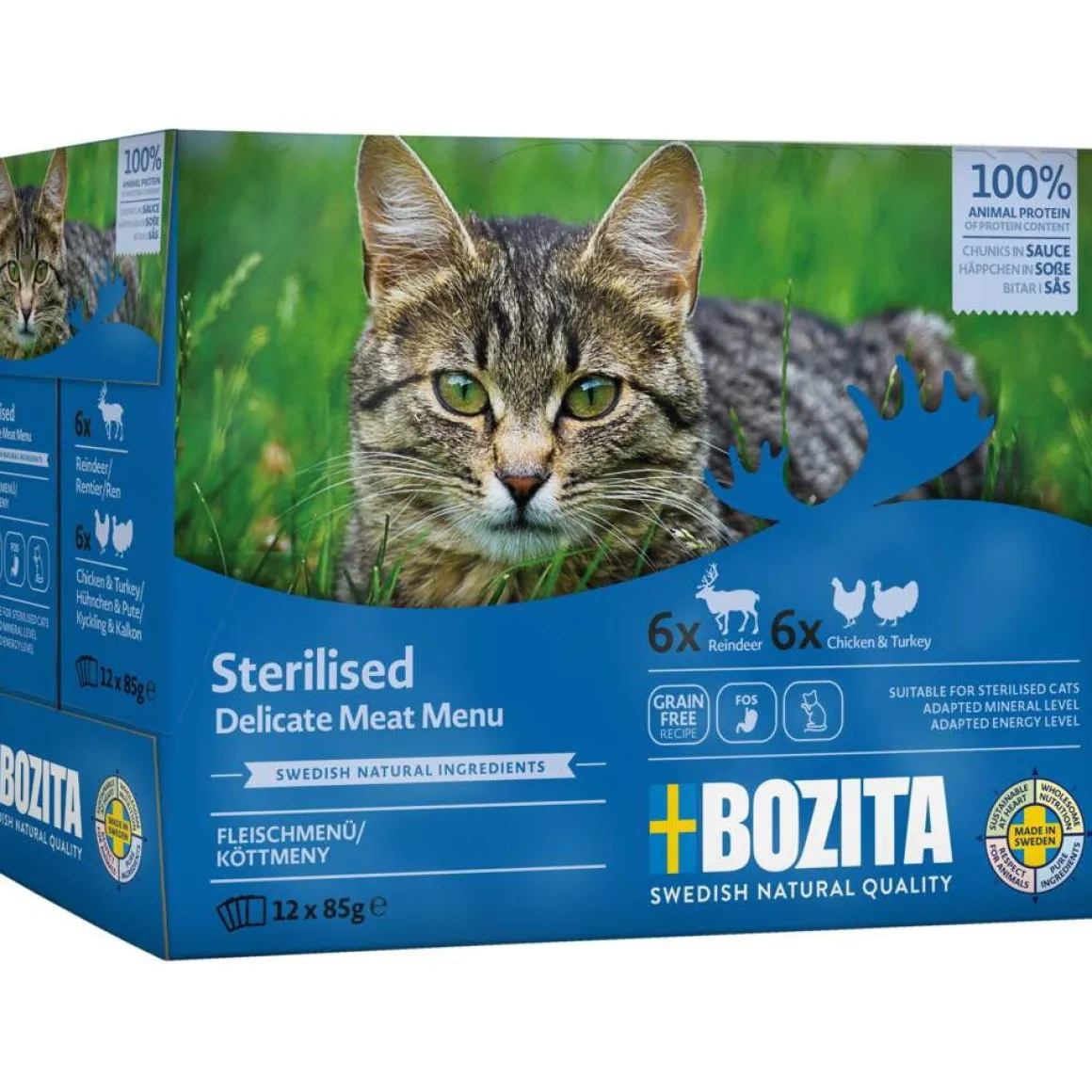 Bozita Indoor & Sterilised lihalajitelma kastikkeessa 12x85 g