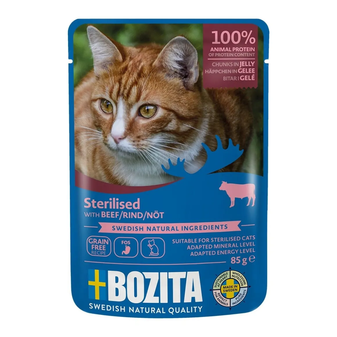 Bozita Indoor & Sterilised nauta hyytelössä 85 g
