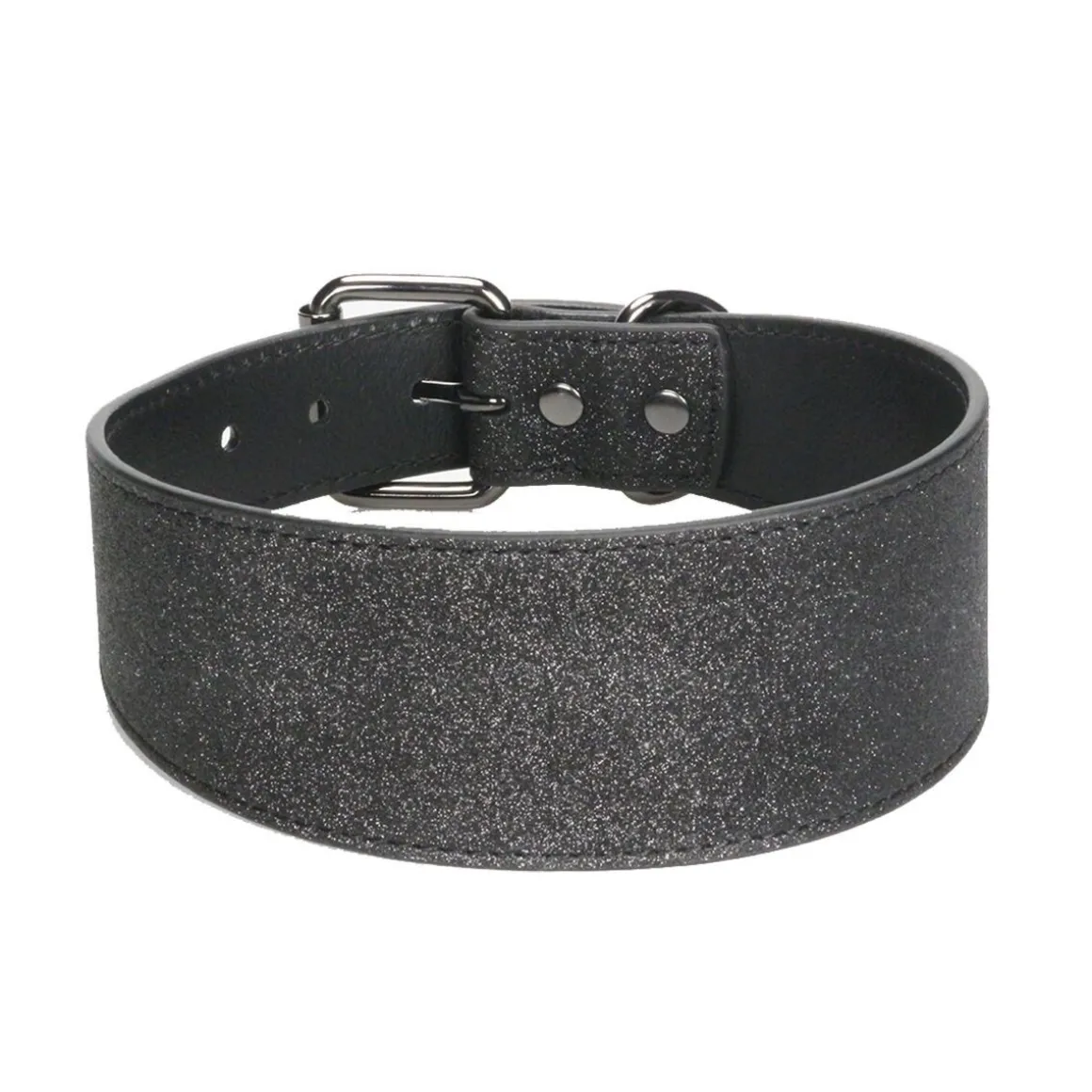 Collar of Sweden leveä solkipanta, musta glitter