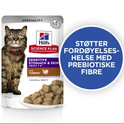 Hill's Science Plan Cat Adult Sensitive Stomach & Skin Turkey 12x85g