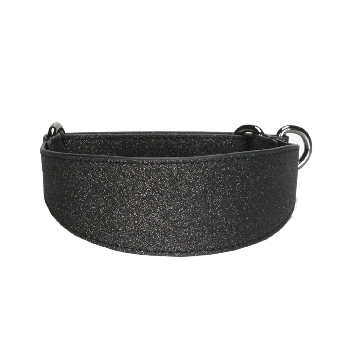 Leveä martingaalipanta Collar of Sweden, musta glitter