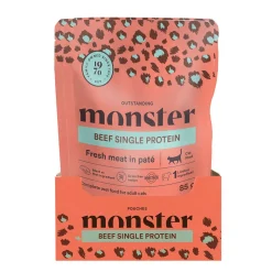 Monster Cat Pouch Adult Beef 16 x 85 g