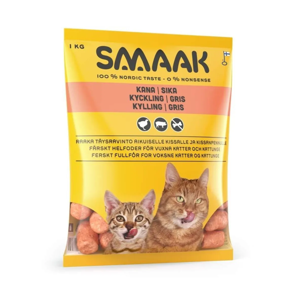 SMAAK raakaruoka kissalle kana & sika 1kg