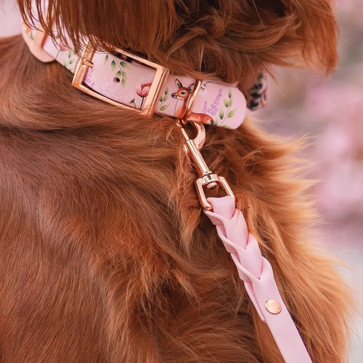 Tyylivoitto Braid talutin, baby pink/ruusukulta